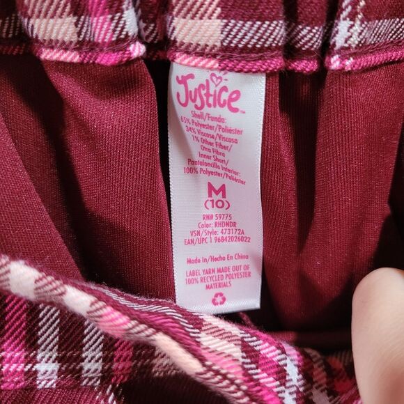 Justice Girls medium 10 Faux Wrap Plaid Skirt with shorts - Picture 9 of 13